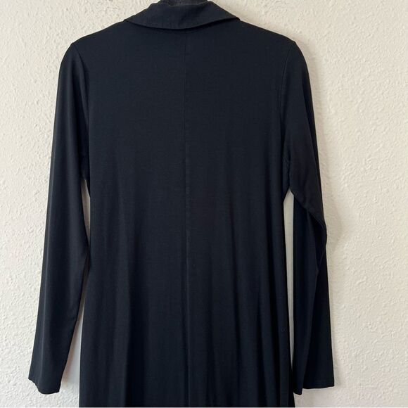 J. Jill Wearever Black Dress Long Sleeve Faux Wrap Size Medium Knee Length - Picture 6 of 8